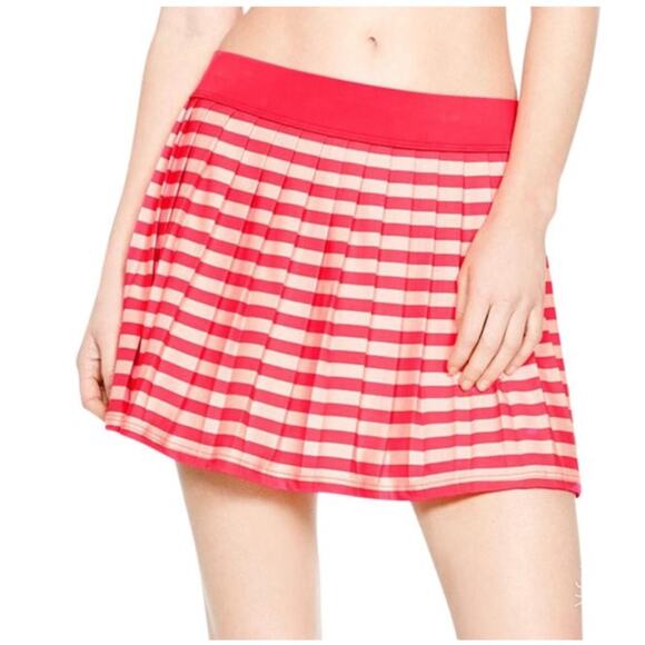Kate Spade Pink Stripe Pleated Mini Skirt XS Designer Resort Pickleball Tennis - Picture 1 of 8